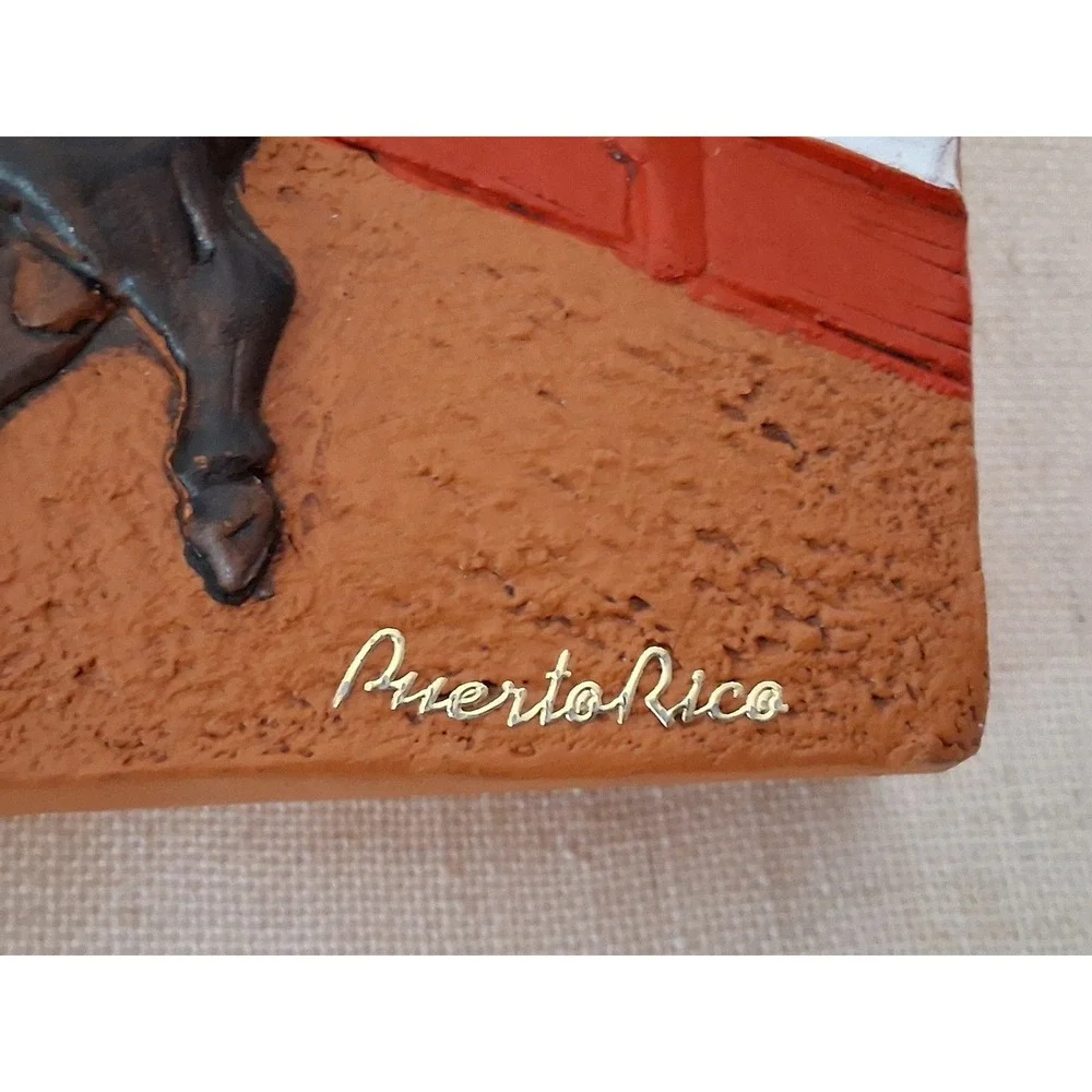 Ceramica Maruiz Spanish Bullfight Terracotta Wall Plaque Matador Bull Art 553